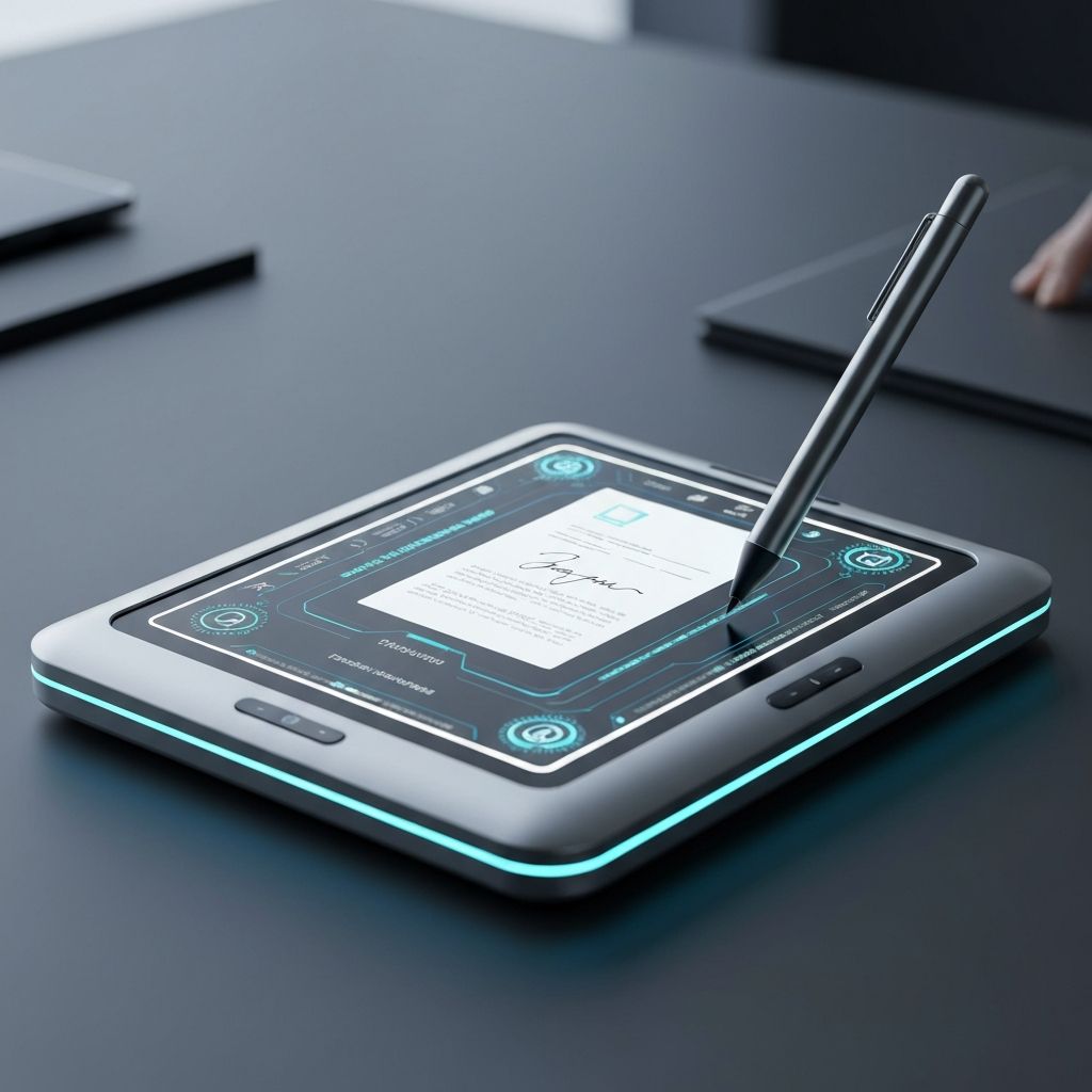 Futuristic digital signature on signing pad